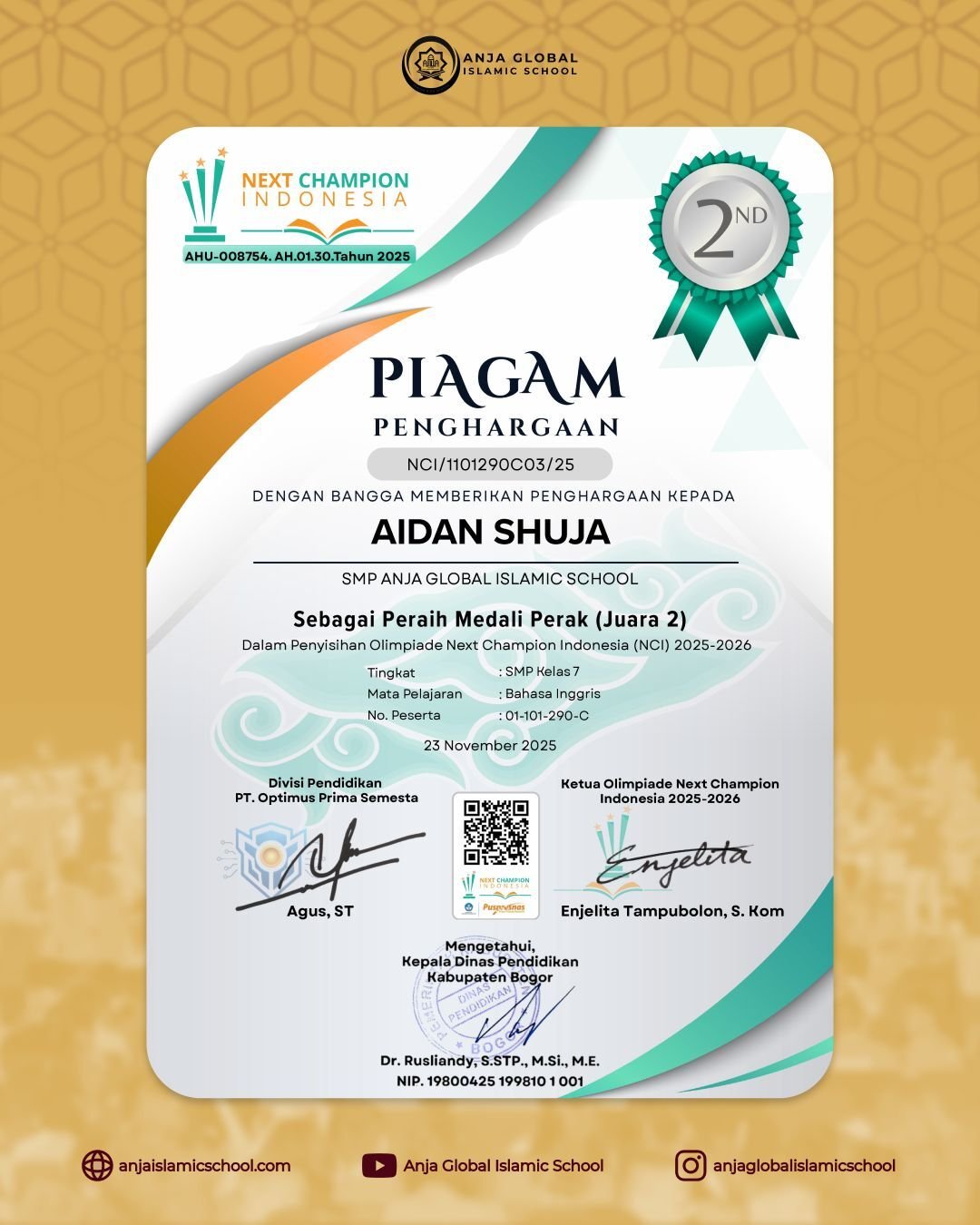 Aidan Shuja - the Next Champion Indonesia